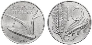 valore moneta 10 lire 1956