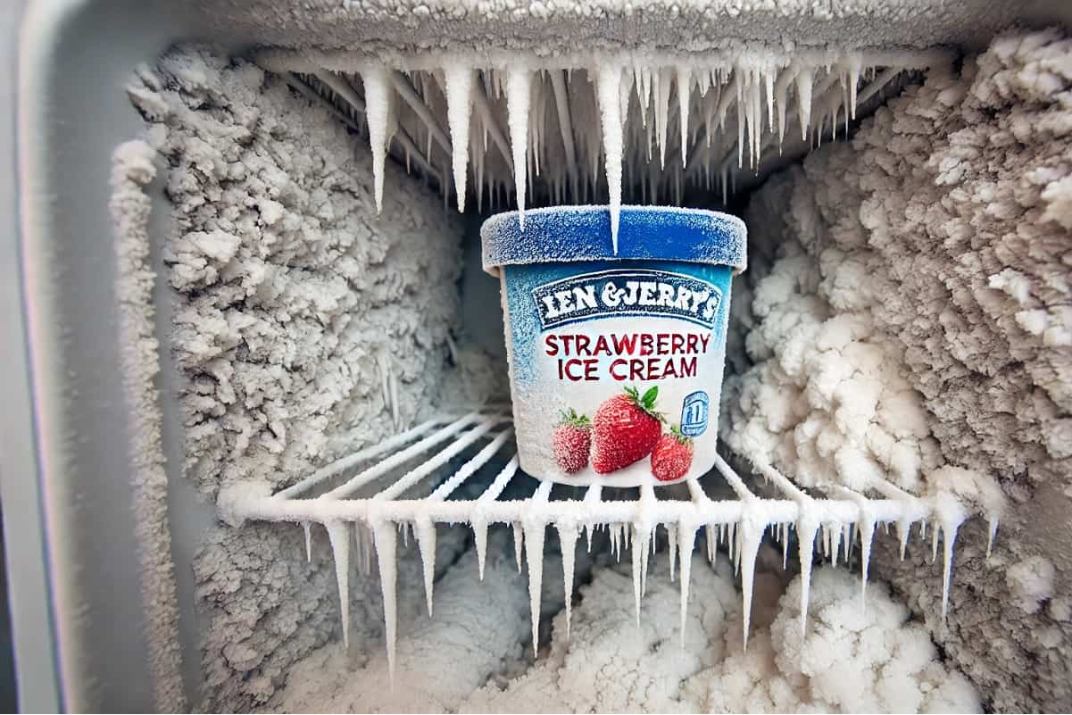 Freezer pieno di ghiaccio