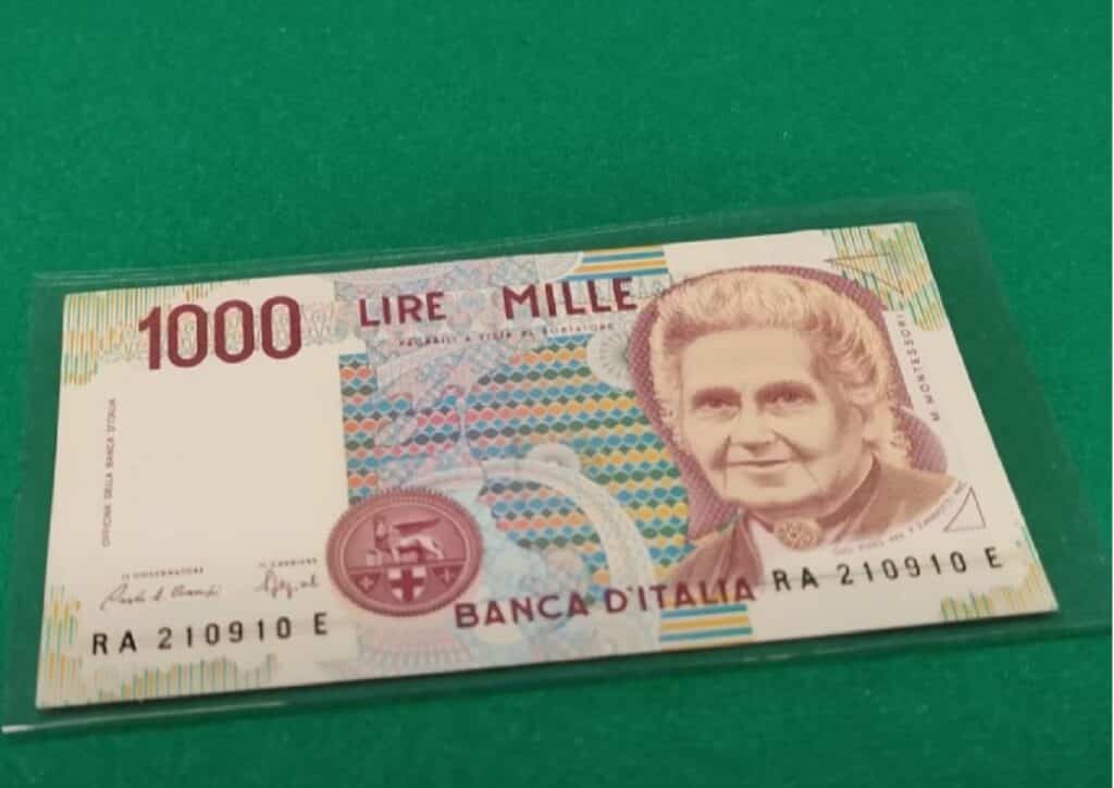 1000 lire con Maria Montessori